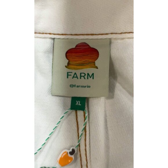 Farm Rio Wide Leg Pants Ivory Jeans Tie Belt Loose High Rise Denim Pants Sz XL - Picture 4 of 5